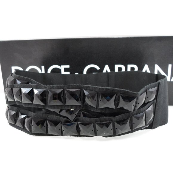 NEW$550 Dolce & Gabbana Grosgrain Embellished Studs Wide Waist Belt 38, XS 2 - Picture 9 of 10